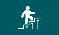 Icon with a figure climbing stairs